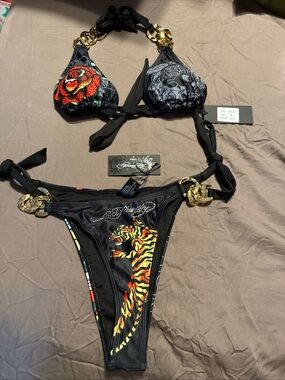 Ed hardy ladies chain link bikini set